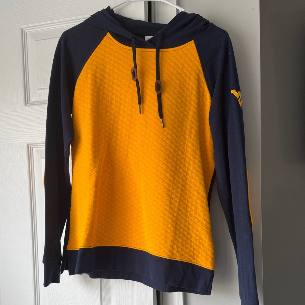 Stylish Navy and Gold Women's Quilted Hoodie